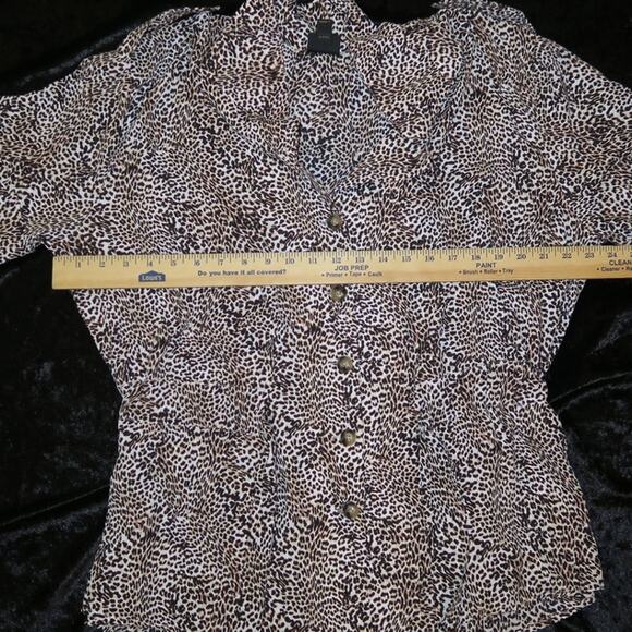 NEW Worthington Leopard XXL Cheetah Animal Print Tie Button Tunic Blouse Top NWT - Picture 8 of 14